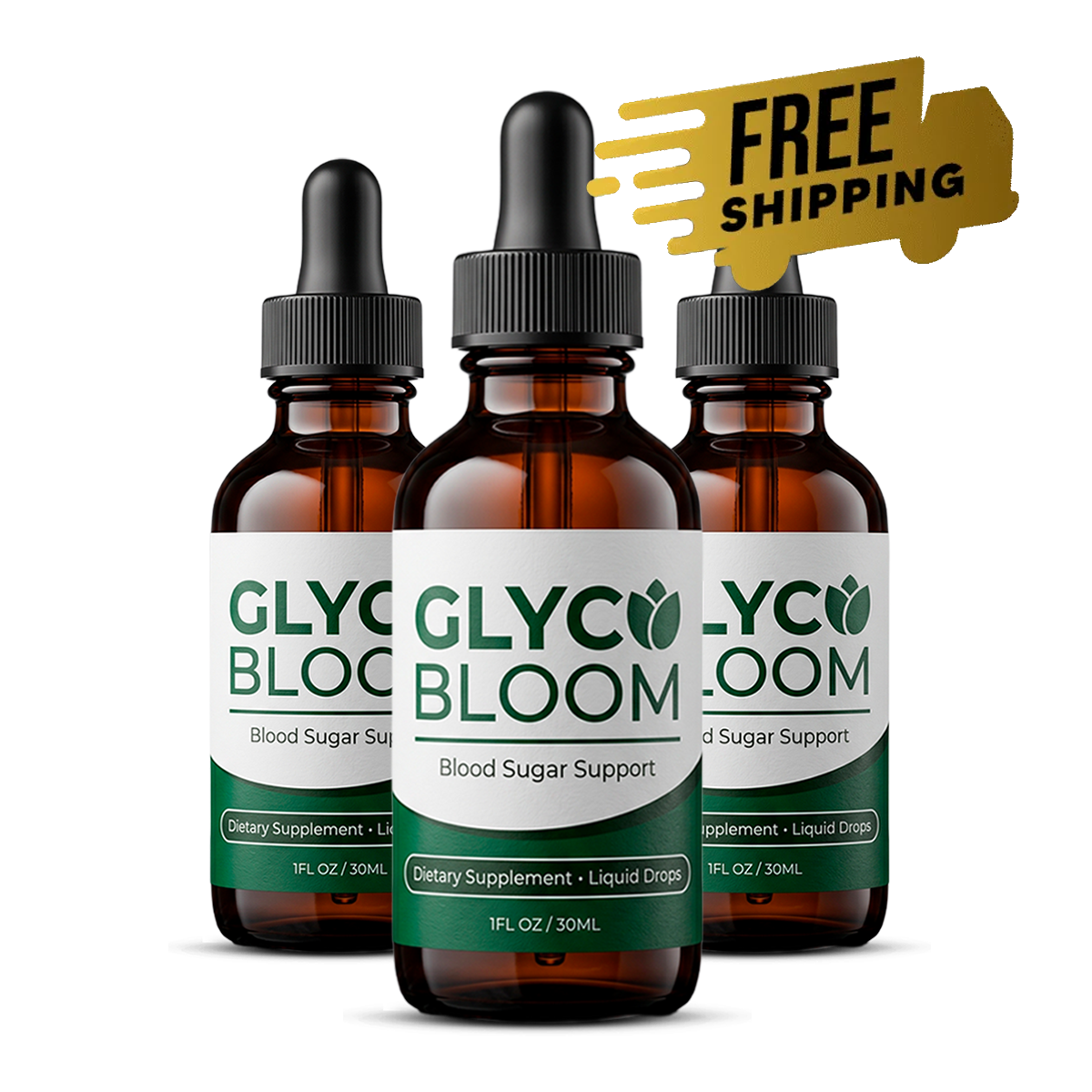 GlycoBloom natural blood sugar support drops three-bottle package